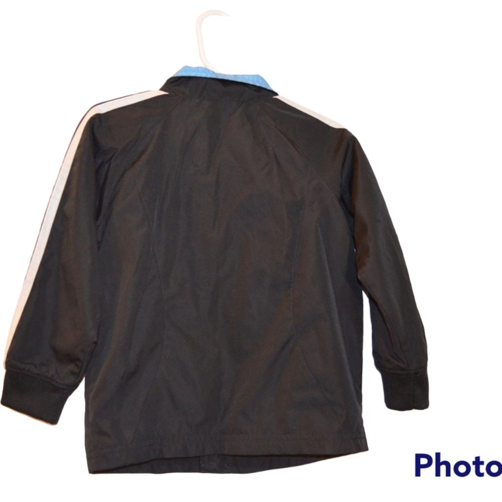 Adidas 3-Stripe White Blue Poly Mesh Jacket in Black Boys 2T - Picture 5 of 5